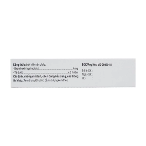Bromhexin 4 TV.Pharm 3 vỉ x 10 viên (Bromhexin hydroclorid)