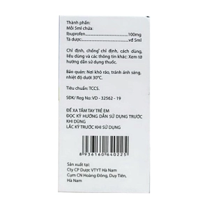 Bufecol 100 Susp Hà Nam 20 ống x 10ml (Ibuprofen)