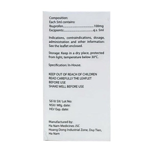 Bufecol 100 Susp Hà Nam 20 ống x 10ml (Ibuprofen)