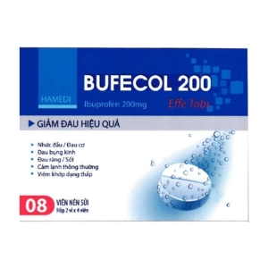 Bufecol 200 Effe Tabs Hà Nam 2 vỉ x 4 viên (Ibuprofen)