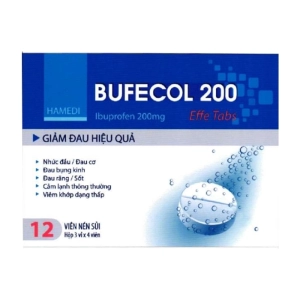 Bufecol 200 Effe Tabs Hà Nam 3 vỉ x 4 viên (Ibuprofen)