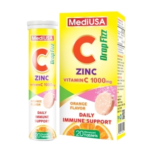 C Zinc Drop Fizz MediUSA 20 viên - Bổ sung Vitamin C, Kẽm cho cơ thể