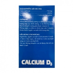 Cailcium D3 750mg/200IU Thành Nam Chai 100 viên Cailcium D3 750mg/200IU Thành Nam Chai 100 viên