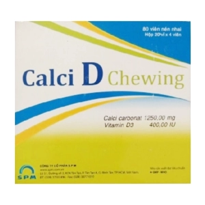 Calci D Chewing SPM 20 vỉ x 4 viên (Calcium carbonate + Vitamin D3)