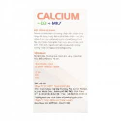Calcium D3 Mk7 Vinaphar 10 vỉ x 10 viên Calcium D3 Mk7 Vinaphar 10 vỉ x 10 viên