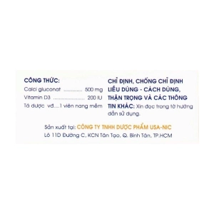 Calciumzindo NIC Pharma 12 vỉ x 5 viên (Calci gluconat + Vitamin D3)