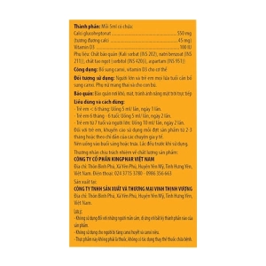 Canxi Vitamin D3 Kingphar 20 ống x 5ml - Bổ sung Canxi, Vitamin D3 cho cơ thể