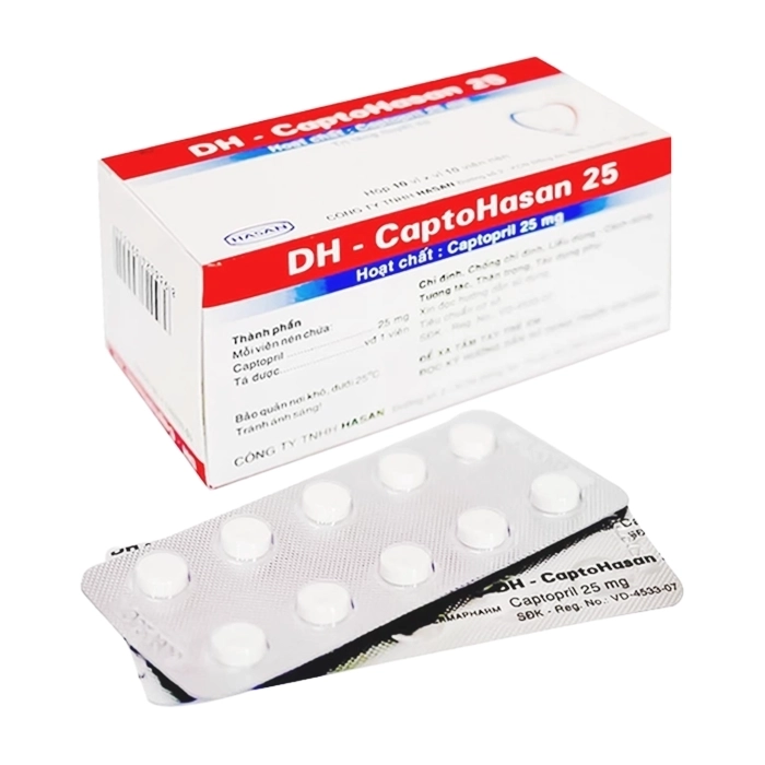 DH-Captohasan 25 Hasan 10 vỉ x 10 viên DH-Captohasan 25 Hasan 10 vỉ x 10 viên