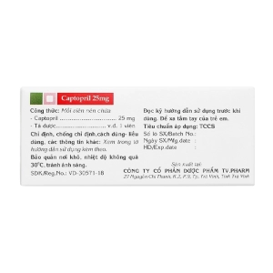 Captopril 25mg TV.Pharm 10 vỉ x 10 viên (Captopril)