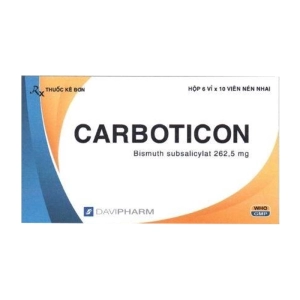 Carboticon 262.5mg Davipharm 6 vỉ x 10 viên (Bismuth subsalicylat)