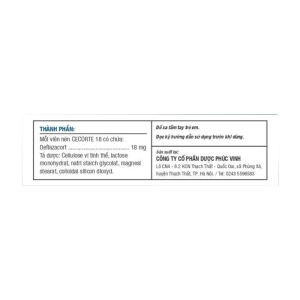 Cecorte 18 Phúc Vinh 3 vỉ x 10 viên (Deflazacort)