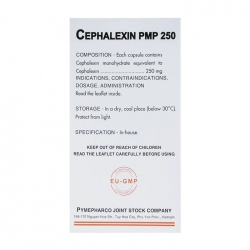 Cephalexin PMP 250 Hộp 10 vỉ x 10 viên (xanh-trắng) Cephalexin PMP 250 Hộp 10 vỉ x 10 viên (xanh-trắng)