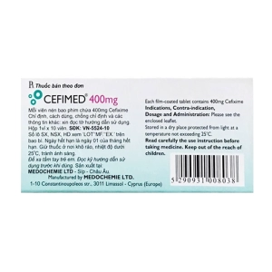 Cefimed 400mg Medochemie 1 vỉ x 10 viên (Cefixime Trihydrate)
