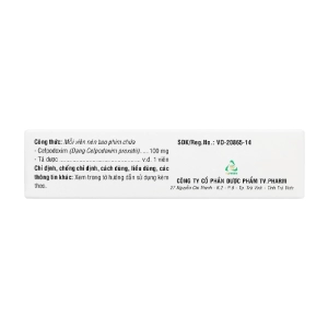 Cefpodoxim 100mg TV.Pharm 3 vỉ x 10 viên (Cefpodoxime)