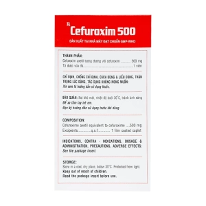 Cefuroxim 500 Pharimexco 1 vỉ x 10 viên Cefuroxim 500 Pharimexco 1 vỉ x 10 viên