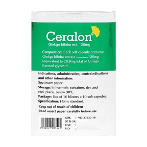 Ceralon 120mg Phil Inter Pharma 10 vỉ x 10 viên (Ginkgo biloba)