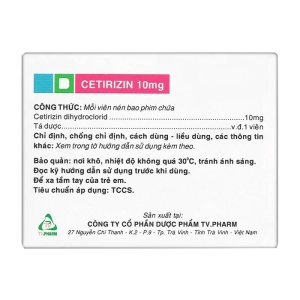 Cetirizin 10mg TV.Pharm 10 vỉ x 10 viên (Cetirizin hydroclorid)
