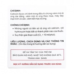 Cetirizin 10mg Vidipha 10 vỉ x 10 viên - Thuốc chống dị ứng