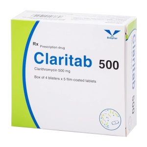 Claritab 500 Bidiphar 4 vỉ x 5 viên (Clarithromycin)