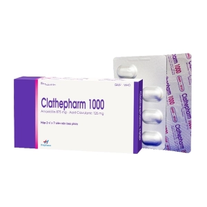 Clathepharm 1000 Thephaco 2 vỉ x 7 viên (Amoxicillin + Acid Clavulanic)