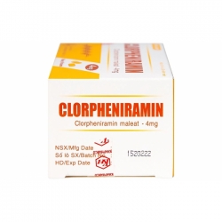 Clopheneniramin 4mg Khapharco, Hộp 10 vỉ x 20 viên Clopheneniramin 4mg Khapharco, Hộp 10 vỉ x 20 viên