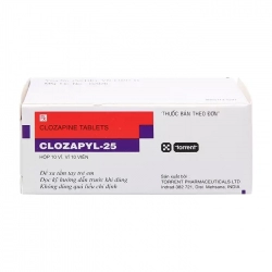 Clozapyl 25mg Torrent 10 vỉ x 10 viên Clozapyl 25mg Torrent 10 vỉ x 10 viên