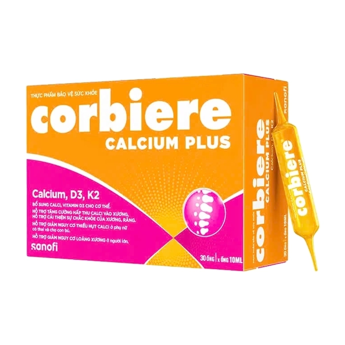 Corbiere Calcium Plus Sanofi 30 ống x 10ml - Bổ sung calci, vitamin D3 cho cơ thể
