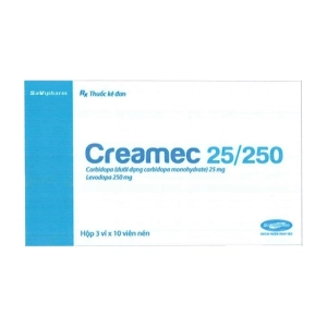 Creamec 25/250 Savipharm 3 vỉ x 10 viên (Levodopa + Carbidopa)