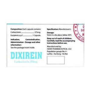 Dixirein 375mg Hataphar 6 vỉ x 10 viên (Carbocisteine)