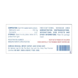 Dolarac 250mg Domesco 10 vỉ x 10 viên Dolarac 250mg Domesco 10 vỉ x 10 viên