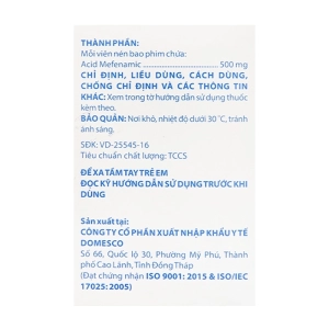 Dolarac 500mg Domesco 10 vỉ x 10 viên