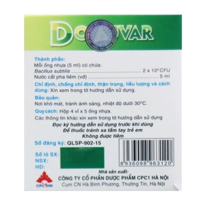 Domuvar CPC1 Hà Nội 4 vỉ x 5 ống x 5ml (Bacillus subtilis) Domuvar CPC1 Hà Nội 4 vỉ x 5 ống x 5ml (Bacillus subtilis)