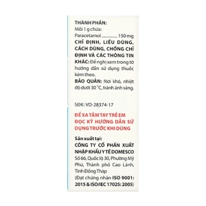 Dopagan 150 Effervescent Domesco 12 gói x 1g Dopagan 150 Effervescent Domesco 12 gói x 1g