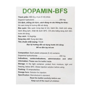 Dopamin-BFS 200mg/5ml CPC1 Hà Nội 10 ống x 5ml (Dopamin hydroclorid)