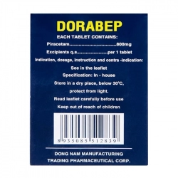 Dorabep 800mg Đông Nam 10 vỉ x 10 viên - Trị rối loạn chức năng não