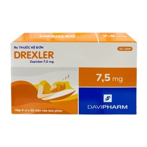 Drexler 7.5mg Davipharm 6 vỉ x 10 viên (Zopiclone)