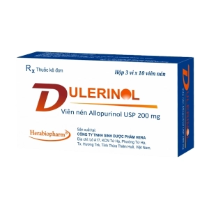 Dulerinol 200mg Herabiopharm 3 vỉ x 10 viên (Allopurinol)