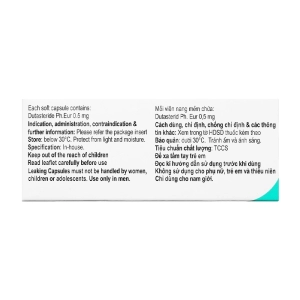 Dutabit 0.5 Aurobindo 3 vỉ x 10 viên (Dutasteride)