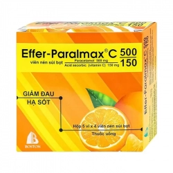 Effer-Paralmax C 500/150 Boston 5 vỉ x 4 viên - Viên sủi hạ sốt tăng sức đề kháng Effer-Paralmax C 500/150 Boston 5 vỉ x 4 viên - Viên sủi hạ sốt tăng sức đề kháng
