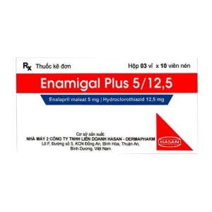 Enamigal Plus 5/12.5 Hasan 3 vỉ x 10 viên (Enalapril maleat + Hydroclorothiazid)