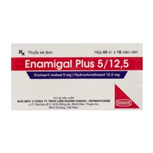Enamigal Plus 5/12.5 Hasan 5 vỉ x 10 viên (Enalapril maleat + Hydroclorothiazid)
