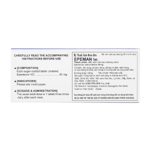 Epeman Tab. 50mg KMS Pharm 10 vỉ x 10 viên (Eperisone hydrochloride)