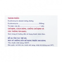 Erythromycin 500mg Mekophar 10 vỉ x 10 viên - Trị nhiễm khuẩn đường hô hấp