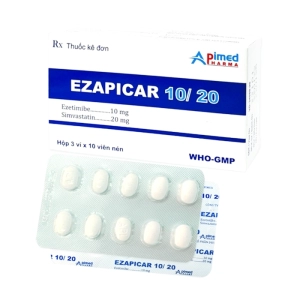Ezapicar 10/20 Apimed 3 vỉ x 10 viên (Simvastatin + Ezetimibe)