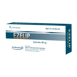 Ezelip 10mg Herabiopharm 3 vỉ x 10 viên (Ezetimibe)