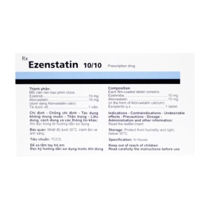 Ezenstatin 10/10 Agimexpharm 4 vỉ x 7 viên Ezenstatin 10/10 Agimexpharm 4 vỉ x 7 viên