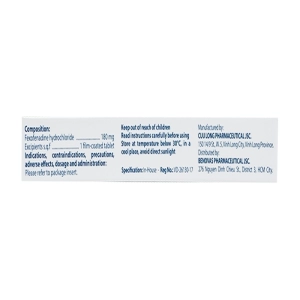 Farica 180 Pharimexco 1 vỉ x 10 viên (Fexofenadin hydroclorid)