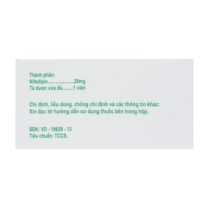 Fascapin-20 Dopharma 10 vỉ x 10 viên (Nifedipine)