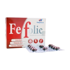 Fe Folic Thephaco 3 vỉ x 10 viên - Bổ sung thiếu hụt sắt, Acid folic