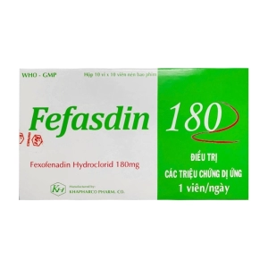 Fefasdin 180 Khapharco 10 vỉ x 10 viên (Fexofenadin hydroclorid)